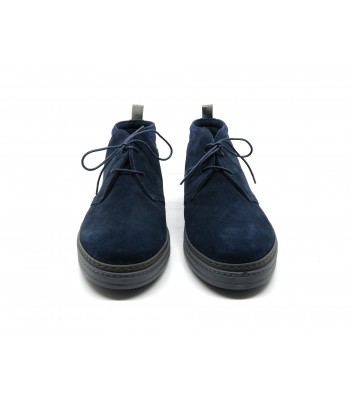 Men's shoes Art. 322536 SB 0 Blue Silk - New Bomb, round toe ankle boot, waxed laces, Made in Italy suede leather. 2