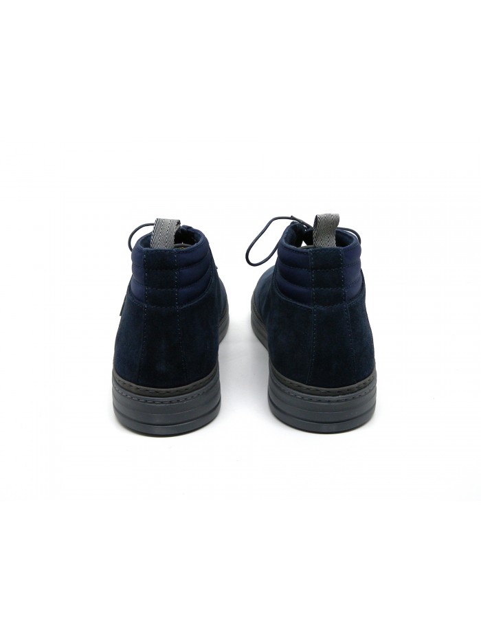 Men's shoes Art. 322536 SB 0 Blue Silk - New Bomb, round toe ankle boot, waxed laces, Made in Italy suede leather.