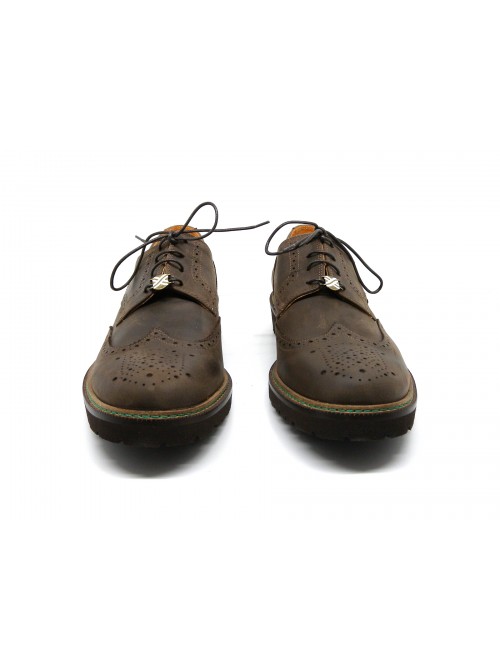 Men's shoes Art. 310836 DR 3 Drop Charcoal, round toe, inglesina round, waxed laces, Made in Italy matte leather.