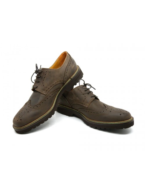 Men's shoes Art. 310836 DR 3 Drop Charcoal, round toe, inglesina round, waxed laces, Made in Italy matte leather.