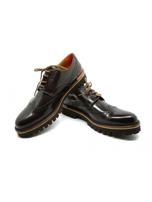 Men's shoes Art. 314656S WI 02 Wigston T.Moro, round toe cap, shoe sole, contrast piping, shiny leather Made in Italy.