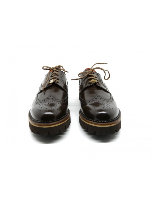 Men's shoes Art. 314656S WI 02 Wigston T.Moro, round toe cap, shoe sole, contrast piping, shiny leather Made in Italy.