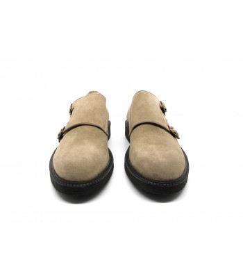 Man shoes Mod 1926 Pell. Velor Ecrù, model with double buckle closure, round toe, Made in Italy suede leather. 2