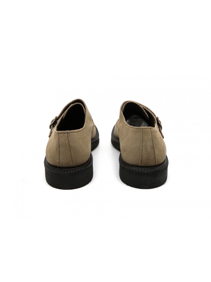 Man shoes Mod 1926 Pell. Velor Ecrù, model with double buckle closure, round toe, Made in Italy suede leather.