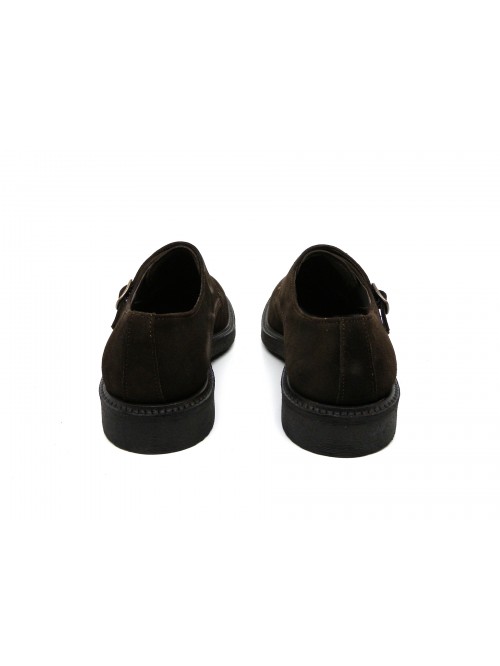 Man shoes Mod 1926 Pell. Velor Ecrù, model with double buckle closure, round toe, Made in Italy suede leather.