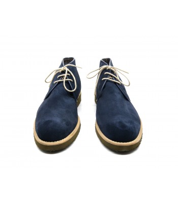 Men's shoe Art. Frank Camoscio Blue, ankle boot, round toe, contrast laces, Made in Italy suede leather. 2