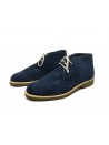 Men's shoe Art. Frank Camoscio Blue, ankle boot, round toe, contrast laces, Made in Italy suede leather.