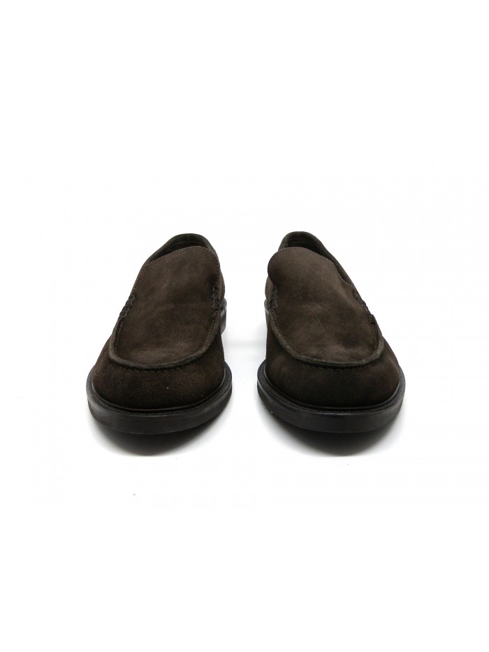 Men's shoes Art. 3251 Moro Suede, moccasin pattern, round toe, made in Italy suede leather.