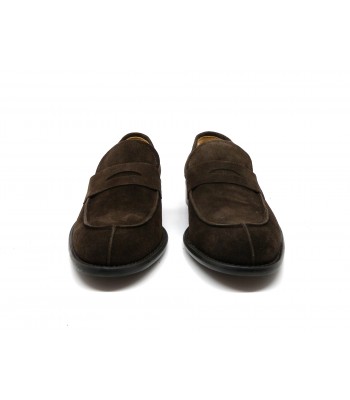 Man shoes Mod. 2889 Suede Moro Olimpo, moccasin with central point seam, Made in Italy suede leather. 2