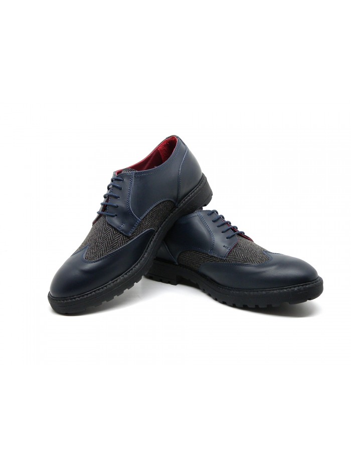 Yod Man's shoe Mod. 51162 Tokyo Blu Tes. Gray Herringbone