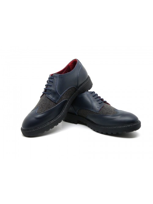 Yod Scarpa uomo Mod. 51162 Tokyo Blu Tes. Spina di Pesce Grigio