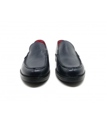 Man shoe Mod. 2854 Tokyo Blue, moccasin model, toe with central stitching, brushed leather Made in Italy. 2