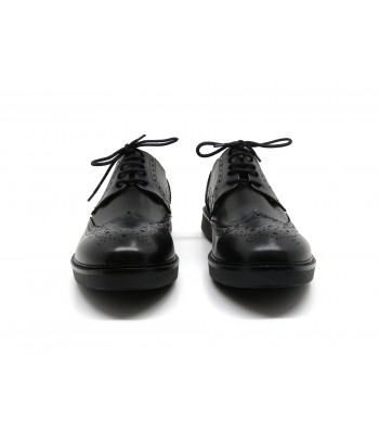 Man shoes Mod. 2633 Natural Calf Delavè Black, model inglesina, round toe, brushed leather Made in Italy. 2