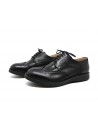 Man shoes Mod. 2633 Natural Calf Delavè Black, model inglesina, round toe, brushed leather Made in Italy.