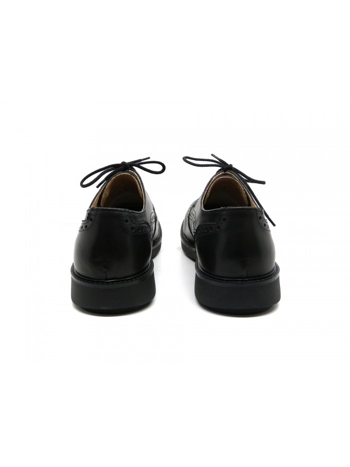 Man shoes Mod. 2633 Natural Calf Delavè Black, model inglesina, round toe, brushed leather Made in Italy.
