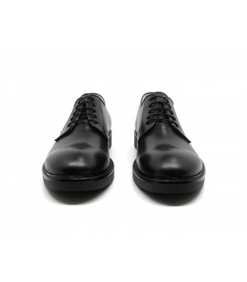 Man shoe Mod. 5170 Dover Black, regular pattern, round toe, waxed laces, brushed leather Made in Italy. 2
