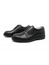 Man shoe Mod. 5170 Dover Black, regular pattern, round toe, waxed laces, brushed leather Made in Italy.