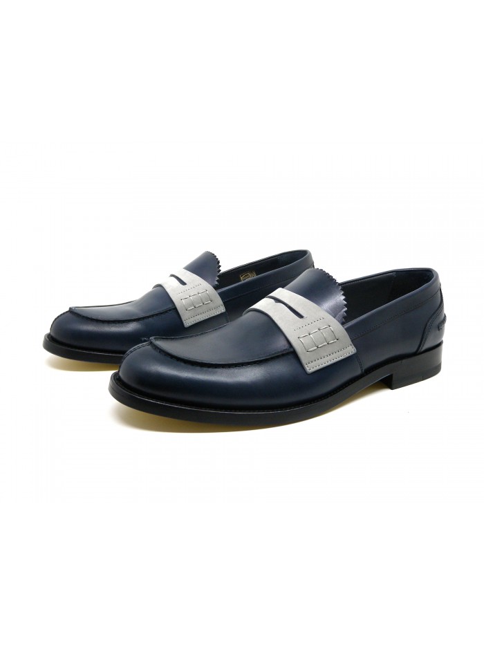 Canali Scarpa uomo Mod. 711111 Art. Penny Loafer Blu/Ice