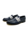 Canali Men's shoes Mod. 711111 Art. Penny Loafer Blue / Ice