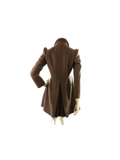 Woman jacket Art. 1PJ127, double breast empire model with back bending and gathered pockets.