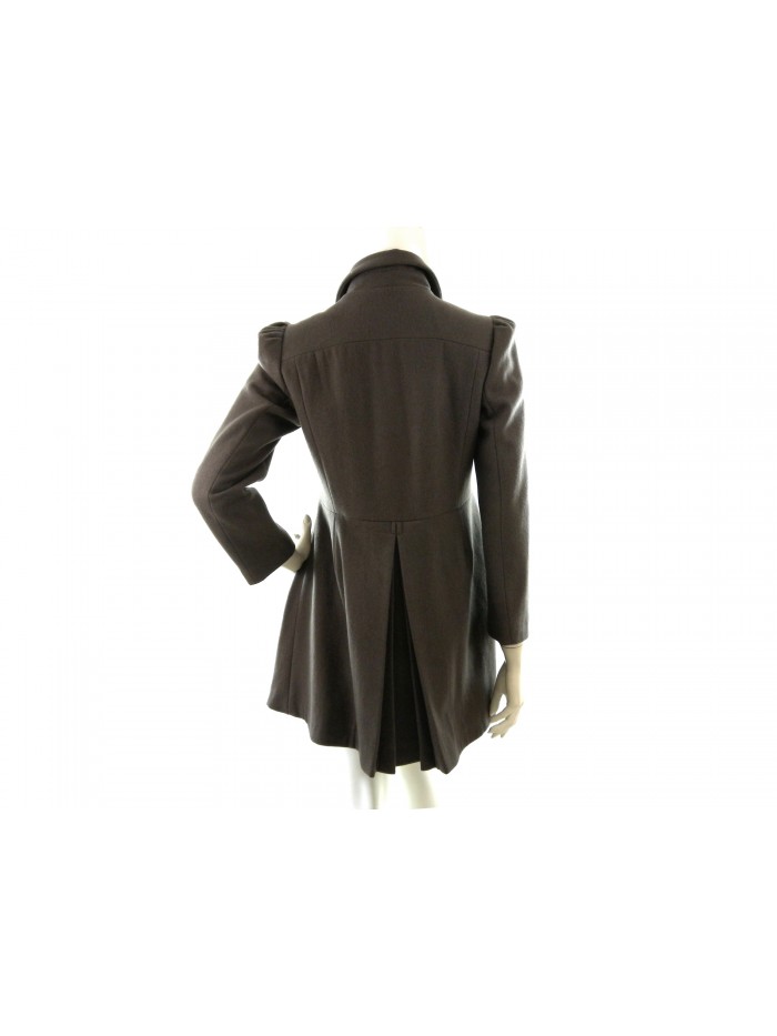 Woman jacket Art. 1PJ127, double breast empire model with back bending and gathered pockets.