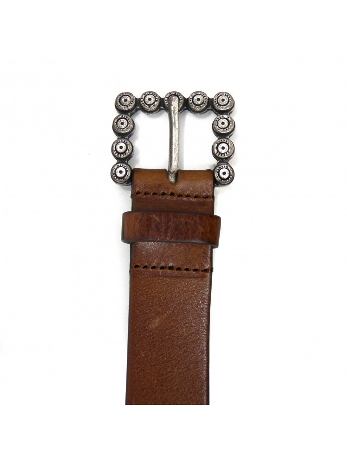 Woman belt Mod. Bachata Brown, metal buckle motif clasp, length 85 cm. Woman belt Mod. Bachata Brown, metal buckle motif clasp, length 85 cm.