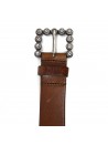 Woman belt Mod. Bachata Brown, metal buckle motif clasp, length 85 cm.