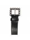Woman belt Mod. Bachata Black, metal buckle shell motif.