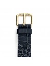 Woman belt Mod. Giada Blue, gold buckle, crocodile effect leather.