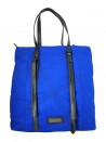 Woman bag Mod. Shopper NS Blue Electric, contrast stitching panels, adjustable handle, internal compartments, zipped closure.