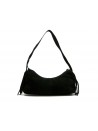 Woman bag Art. 282 Black suede, side fringes, internal compartments, zipped closure.