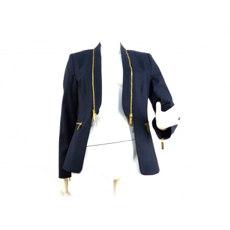 Giacca Donna slim DRK Midnight con zip dorata collo, tasche e manica. Giacca Donna slim DRK Midnight con zip dorata collo, tasche e manica.