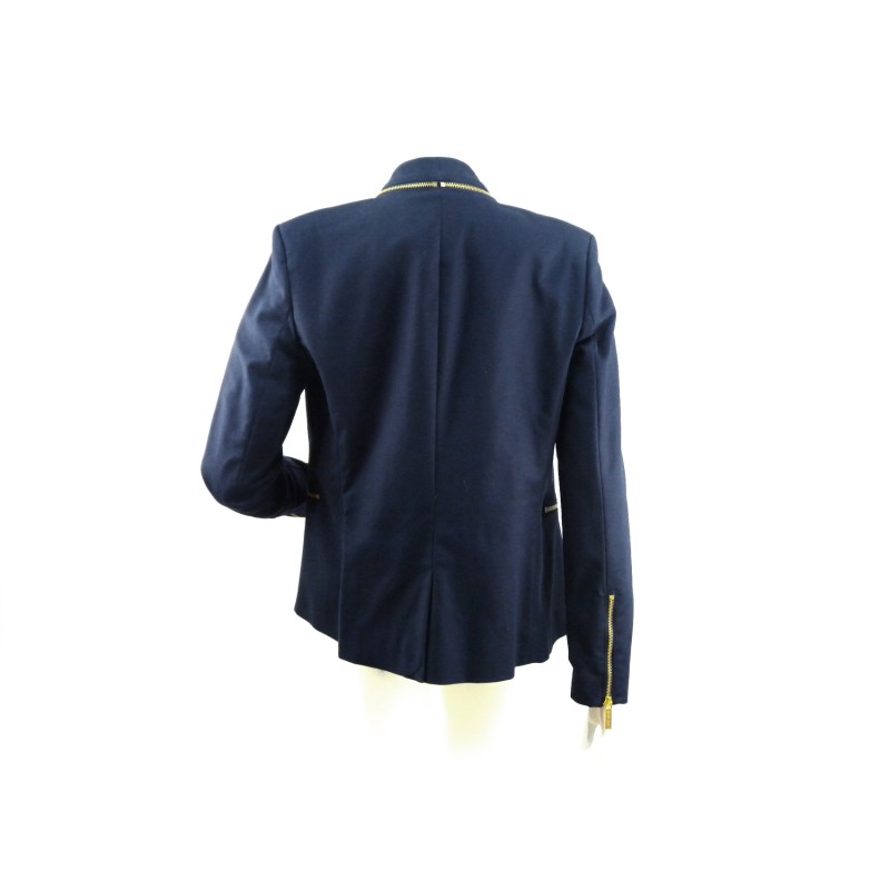 Giacca Donna slim DRK Midnight con zip dorata collo, tasche e manica.