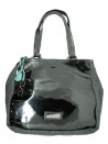 Woman bag Mod. Shopper Lucida, cloth fabric in contrast with glossy leather, internal compartments, snap button closure.