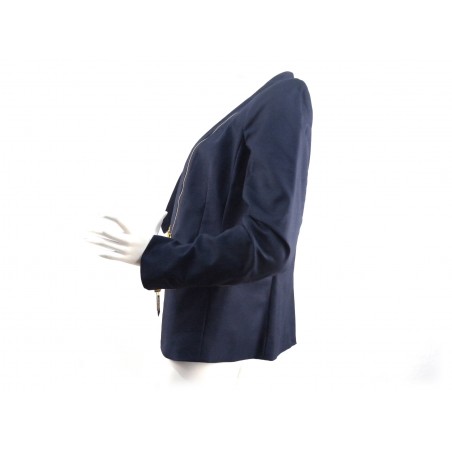 Giacca Donna slim DRK Midnight con zip dorata collo, tasche e manica.