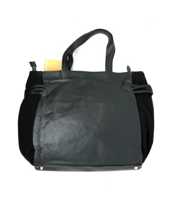 Woman bag Mod. Shopper, wool and brushed leather contrast, 2