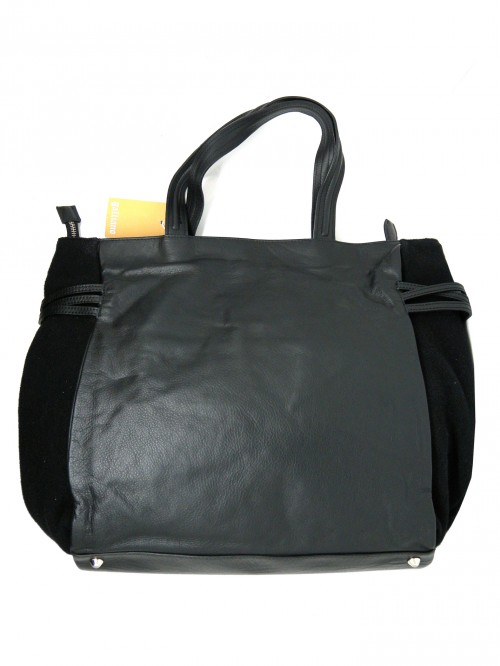 Woman bag Mod. Shopper, wool and brushed leather contrast,