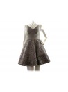 Mod. Celin woman dress, low-cut strapless model, smooth upper part and flared underside with decorative lace pattern.