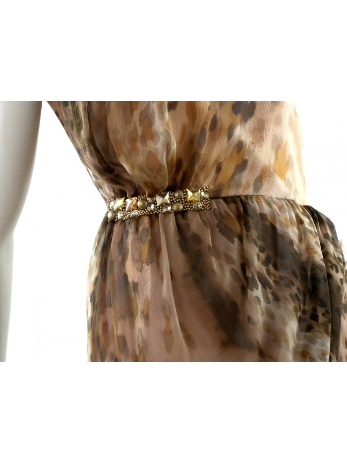 Woman dress Art. 9470 Maculato, sleeveless model with faux leather