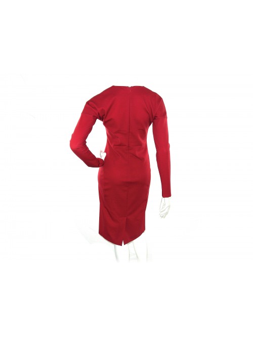 Women's dress Mod. 18954, slim long sleeve model, central cashmere decoration on a blood base.
