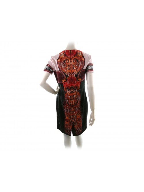 Women's dress Mod. A63-01, half sleeve model, comfortable fit, knee length, central back slit.