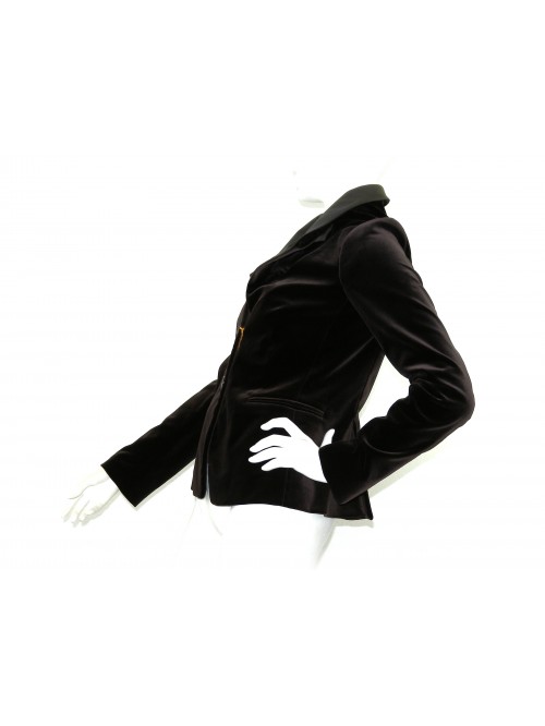 Mod. 14002 women's jacket, flared model, voluminous high collar, 2 side welt pockets, double back side slit.