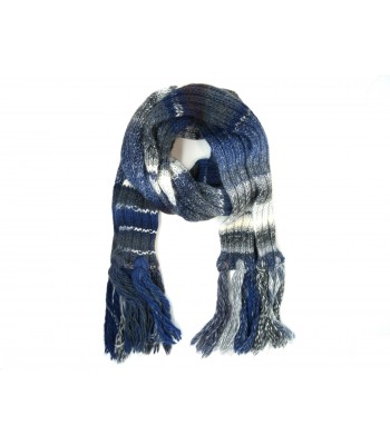 Umberto Fornari Classic Blue Wide Striped Knit Scarf