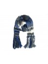Umberto Fornari Classic Blue Wide Striped Knit Scarf