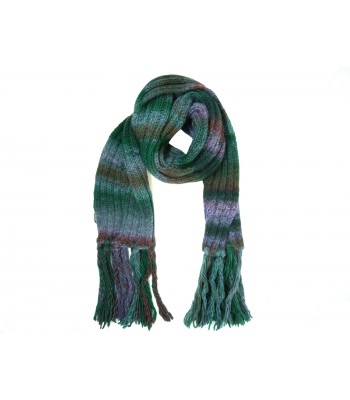 Umberto Fornari Classic Wide Striped Scarf Fancy Green Scarf