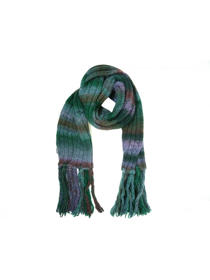 Umberto Fornari Classic Wide Striped Scarf Fancy Green Scarf