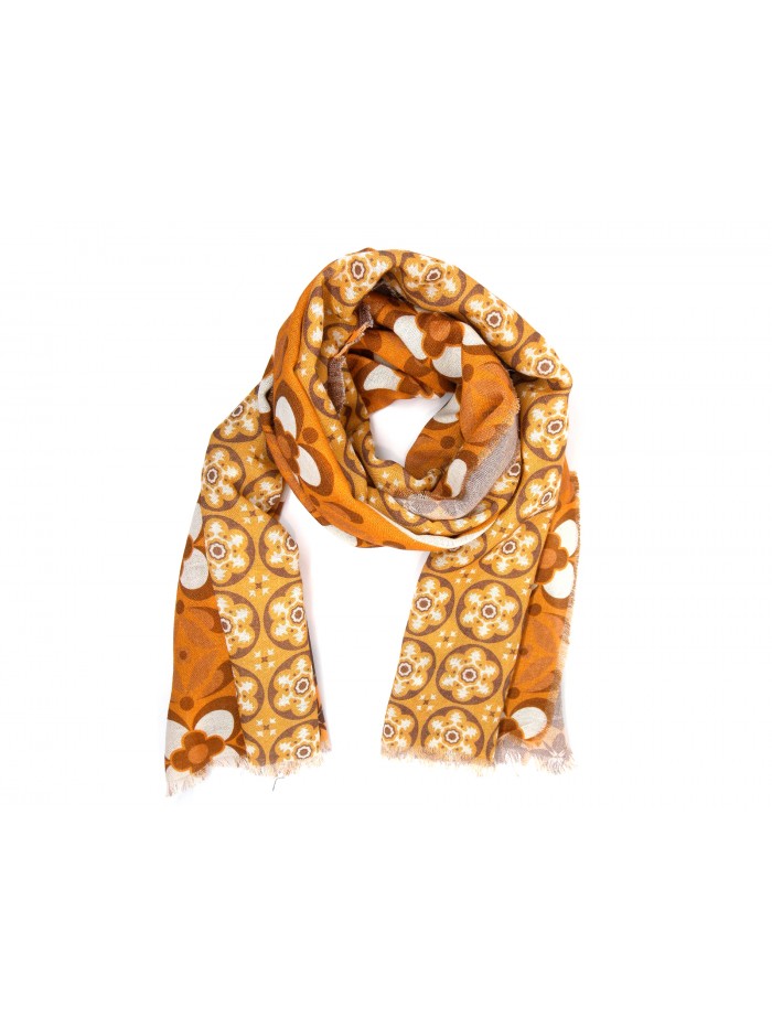 Umberto Fornari Vintage Orange Fantasy Scarf Umberto Fornari Vintage Orange Fantasy Scarf