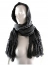 Scarf and Hood Complete full model, double use function with wide mesh with fringes.