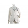Giacca Donna Cricket Sport Coat Wov taglio maschile slim con stemma sul taschino e bordino decorativo a contrasto bianco/blu.