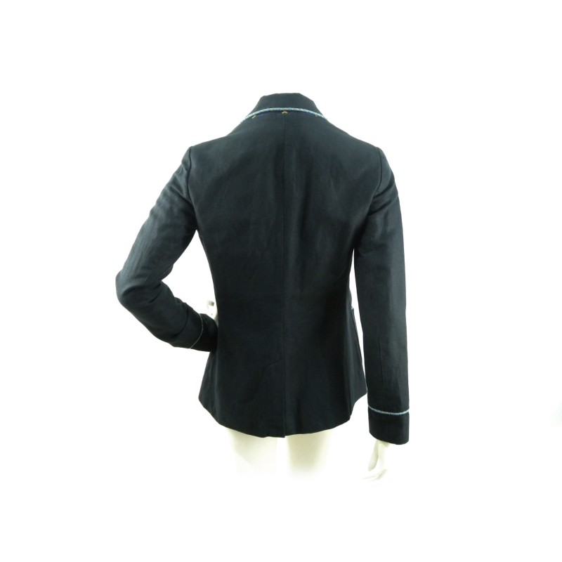 Cricket Sport Coat Wov Slim men's jacket with crest on the pocket and decorative border in contrasting white / blue.